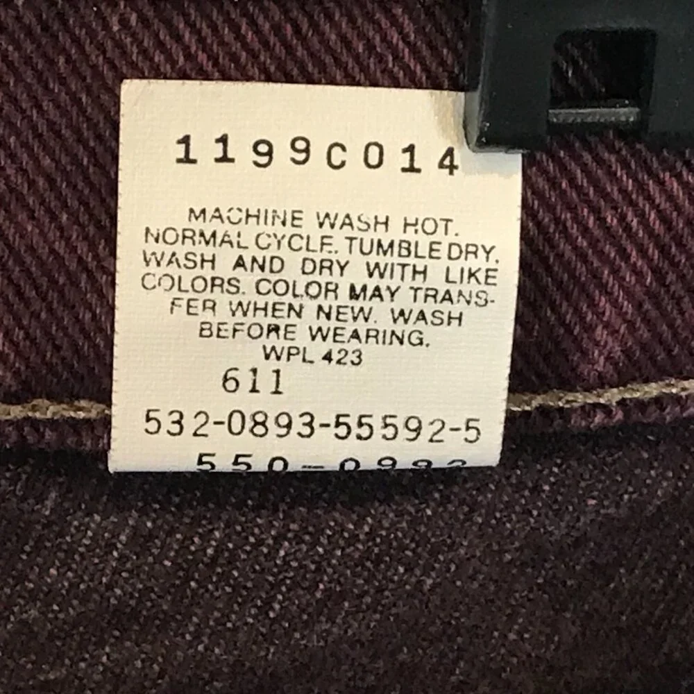 Levi's Mens Size 29 29x34 Wine Purple 550 Vintage 90s 100% Cotton Denim Jeans